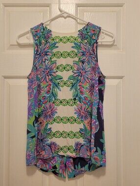 Lilly Pulitzer Silk Iona Shell Sleeveless Floral Tank Size Small